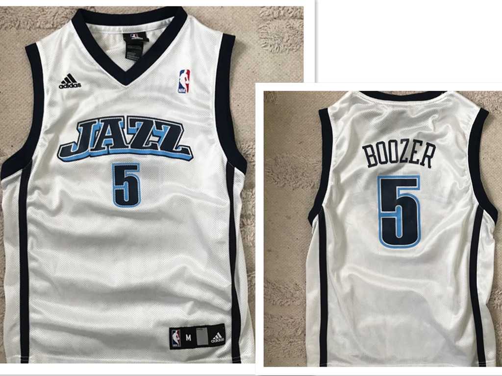 Mens UTAH JAZZ #5 Carlos Boozer White ADIDAS SWINGMAN JERSEY->utah jazz->NBA Jersey